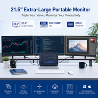 Moniteur portable grand format 21,5 pouces FHD 1080P IPS 60Hz avec support intégré, haut-parleurs, double écran pour la productivité sur ordinateur portable, PC, PS5