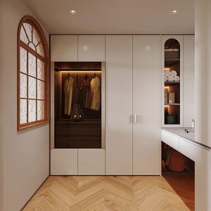 Serie Joyful Life: Cabina <span class=keywords><strong>Armadio</strong></span> Minimalista Moderna Personalizzabile per Tutta la Casa, Pannello MDF, Arredamento per Camera da Letto e Spogliatoio - Product Image 1