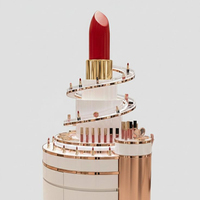 Étagères de présentation de cosmétiques personnalisées en marbre coloré pour magasin de parfums, décorations, présentoirs avec éclairage LED pour boutique de beauté