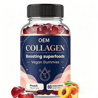 Gummies véganes super-alimentaires stimulant le collagène, saveur pêche naturelle, 60 unités