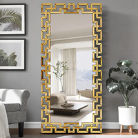Miroir sur pied de luxe doré avec diamants broyés, pleine longueur, pour dressing, table de maquillage et décoration intérieure