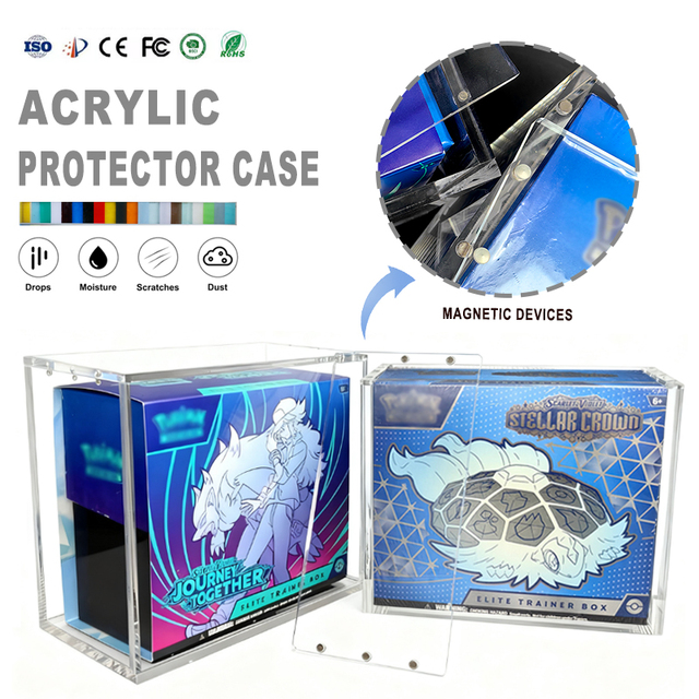 Custom Premium UV-Protected Clear Poke Mon Bundle Booster Box Acrylic Cases for pokemon Elite Trainer Boxes