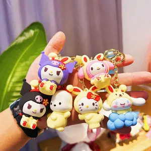 Botu nuevos regalos de Pascua kawaii anime conejito llavero anime Kitty Melody kuromi se convierte en conejo bolsa colgante juguete de Pascua llavero de PVC