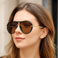 Nouvelles Lunettes de Soleil Unisexe Tendance Anti-UV400 avec Monture PC Intégrale et Double Pont pour la Conduite et le Cyclisme en Extérieur