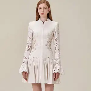 High Quality Ins Fashion Designer Summer Adult Batwing Sleeve Sexy Clothes Women Lace S-xl Clothing One-piece Casual Mini Dress