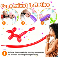 Lot de 100 ballons longs professionnels en latex torsadés, toutes couleurs, pour clown, magie, cadeaux d'anniversaire, arts, décoration de mariage et de fête