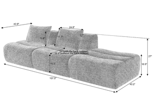 Oversized 3 Seater Convertible Sofa Set with Chenille Fabric No Assembly <b>Space</b>-<b>Saving</b> Apartment Sofa <b>Bed</b> for Living Room - Product Image 3
