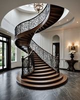 Escalier en colimaçon intérieur moderne de luxe, villa, hôtel, appartement, décoration, verre, chêne américain, marche écologique, durable, décoration de maison
