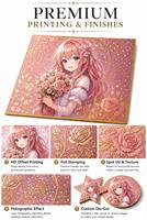 Kertas Shikishi Berlapis Emas dengan Desain Cinta & Hewan, Seni Karakter Cetak untuk Grosir