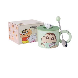 Taza de cerámica Crayon Shinchan con tapa de 370 ml, diseño de dibujos animados, para niños y adultos, taza de regalo - Product Image 5