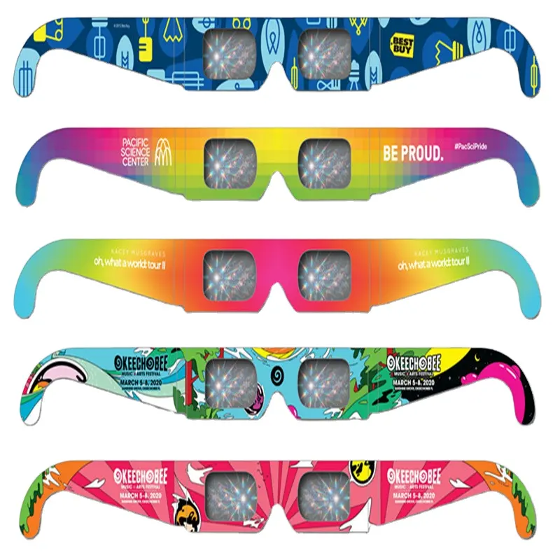 نظارات Diffractive, نظارات من البلاستيك ، نظارات شتوية ثلاثية الأبعاد ، مصنوعة من الألياف الكرتونية