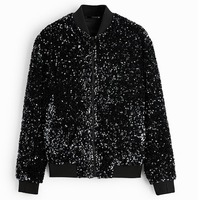 Nouvel arrivage blouson bombardier noir pour homme Faux cuir avec manches à paillettes détails avec blouson bombardier grande taille pour homme