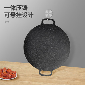 Korean Style Grill Pan Oval Cast Iron Non Stick For Indoor Outdoor BBQ Cooking - Product Image 3
