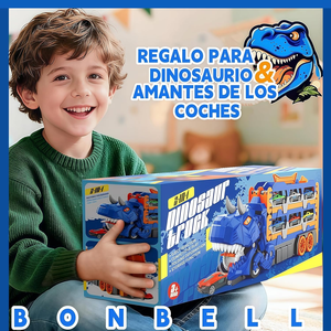 Camion de transport de dinosaures, <span class=keywords><strong>jouet</strong></span> interactif 2-en-1 transformable avec rampe de lancement, mini voitures de course et grand espace de <span class=keywords><strong>rangement</strong></span>, <span class=keywords><strong>pour</strong></span> enfants de 3 ans et plus - Product Image 4