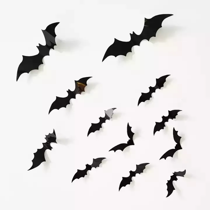 Hot Selling PVC Halloween 3d Bat Wall Stickers Sets Halloween Bat Decorations