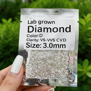 Diamantes Sueltos Cultivados en Laboratorio, Precio al por Mayor, Claridad DEF VVS VS2, Tamaño 3~4mm, Procesados por HPHT <span class=keywords><strong>y</strong></span> CVD para Joyería - Product Image 1