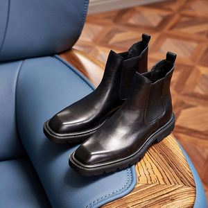 2025 New <b>Spring</b> Summer <b>Boots</b> Men's Other Ankle <b>Boots</b> Business Formal Square-Toe High-Top Patchwork Lace-Up Lightweight - Product Image 5