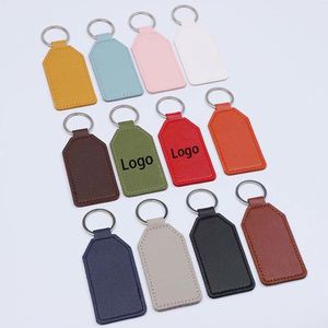 Porte-clés en cuir PU personnalisé avec logo, impression simple, rectangulaire, pour clés de voiture, publicité, cadeaux promotionnels - Product Image 1