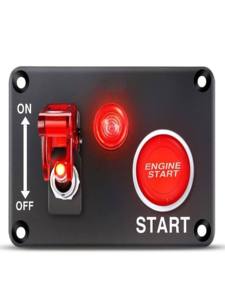 2-in-1 5P Toggle Ignition Switch Panel SPST ON-OFF LED Indicator IP65 Rated for Marine Start Engine Rocker Switches Stainless - Product Image 3