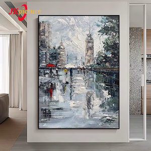 100% हाथ से बने ब्राउन शहर परिदृश्य सार कमरे में रहने वाले आधुनिक तस्वीर उच्च गुणवत्ता कैनवास हस्तनिर्मित दीवार तेल चित्रकला - Product Image 1