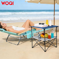 Table de camping pliable portable WOQI avec 4 porte-gobelets, table de pique-nique imperméable pour pique-nique, barbecue, plage, randonnée