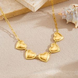 Stainless Steel Heart Shaped Gold Plated Chain Necklace For Women Gift Jewelry - Product Image 2