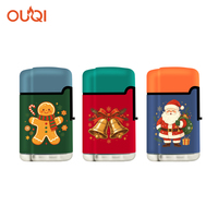 Briquet torche coupe-vent de Noël fantaisie en gros, rechargeable au gaz, avec logo personnalisé