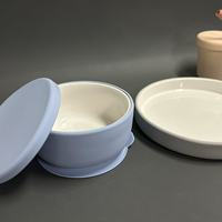 Bol en céramique écologique personnalisable ensemble d'alimentation de vaisselle de cuillère de plat d'aspiration forte