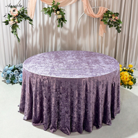 Nappe ronde en velours froissé ANNIELU 132 120 pouces, rose, douce, sans plis, pour événements, mariages, décorations de fête