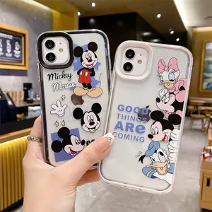 3 in 1 Phone Cover Full Protection with Hard Frame Mickey Design for iPhone Back Cover Case