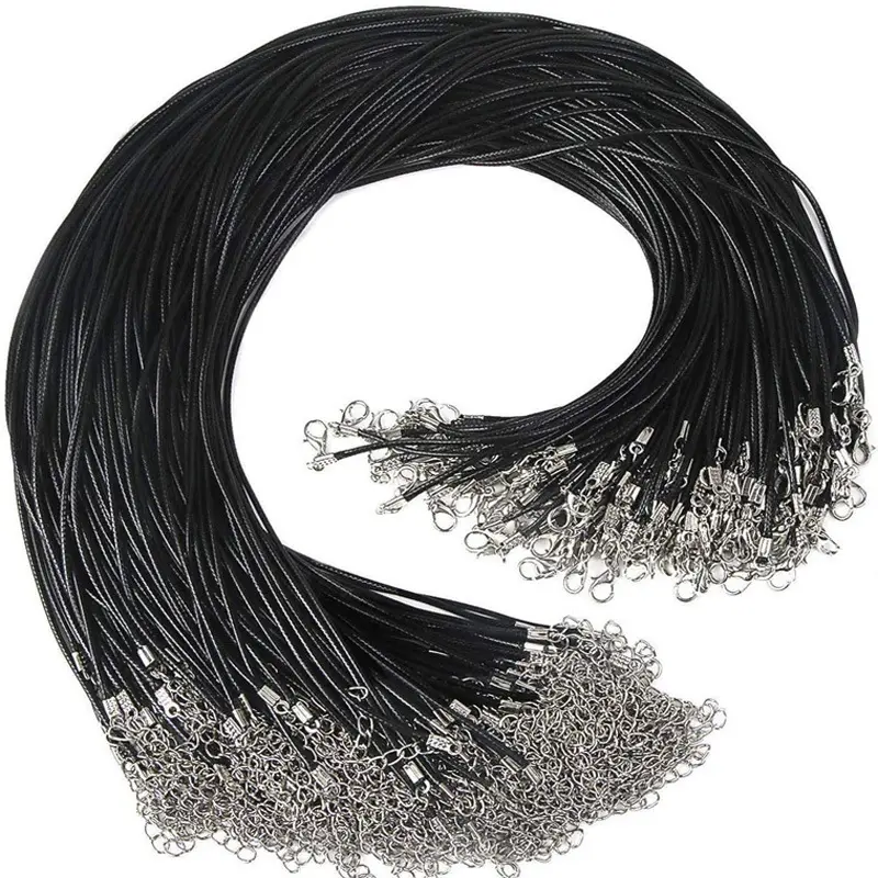 black Wax thread cord adjustable rope necklace chain 20inches rope pendant chain For Jewelry Making