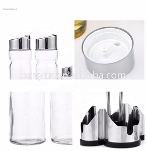 Juego de vinagrera de cristal de acero inoxidable con soporte, dispensador de aceite, sal y agitador picante, <span class=keywords><strong>BMA</strong></span>, 2 uds. - Product Image 2