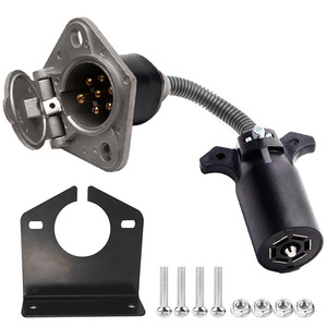 GW Trailer <b>Plug</b> <b>Adapter</b> 7-Pin Blade To Round Socket UAG717K With Bracket Black - Product Image 4