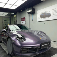 WRAPMASTER 1.52*17m Violet Gris Brillant Métallique PET PVC Film Vinyle Autocollant Changeant de Couleur Anti-Rayures pour Voiture