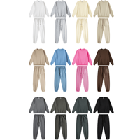 Produsen Pakaian Tracksuit Berat 345gsm, Setelan Olahraga Fleece Custom Ukuran Besar, Polos Unisex Pria Wanita