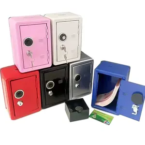 Kid's Coin Bank Metal Mini Locker Safe with Single Digit Combination Lock and Key Money Small Safe Storage Box Piggy Bank