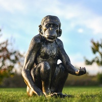 Sculpture de singe assis grandeur nature en fibre de verre et bronze sculpté, couleur personnalisée, pour décoration de jardin extérieur moderne, BringFine, garantie 3 ans