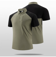 T-shirt décontracté solide d'été pour hommes T-shirt polo court à col rabattu en soie de glace à séchage rapide T-shirt de sport T-shirt polo pour hommes