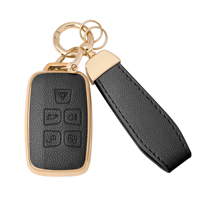 Accessoires de voiture DM, accessoires pour clés de voiture, étui de protection pour clés de voiture en TPU + cuir, compatible avec les clés intelligentes Land Rover Jaguar