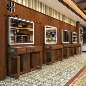 Espejo de Estilismo de Madera para Salón de Belleza, Venta Caliente en <span class=keywords><strong>Italia</strong></span>, Mesa de <span class=keywords><strong>Bar</strong></span> con Cargador Inalámbrico, Espejo de Doble Cara para Estación de Peluquería - Product Image 5