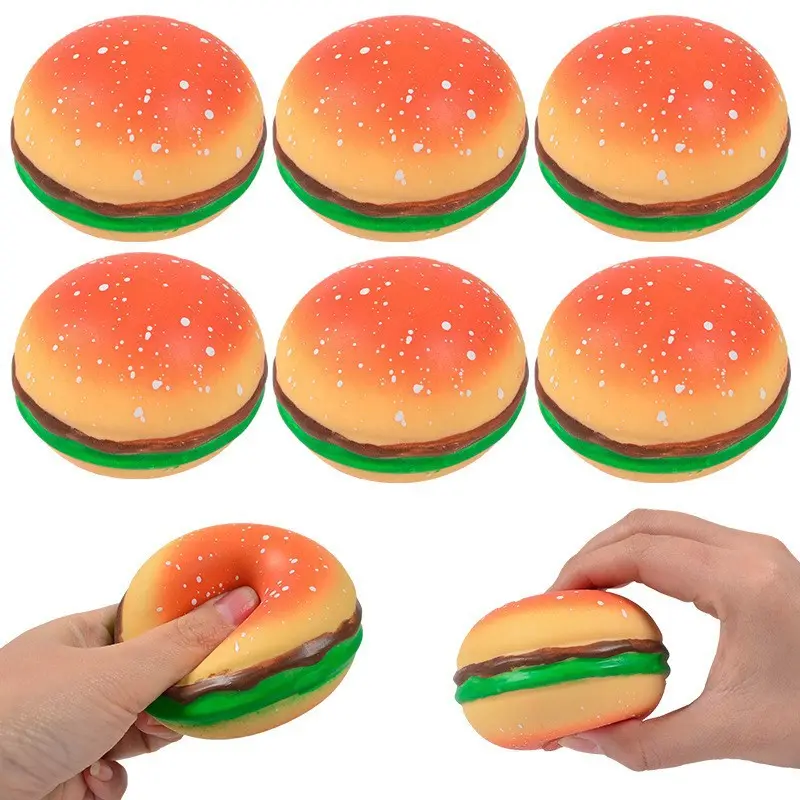 Giảm căng thẳng bóp TPR mềm bánh hamburger Fidget Đồ chơi giải nén Vent đồ chơi cho máy bán hàng tự động mềm bánh hamburger Fidget Đồ chơi