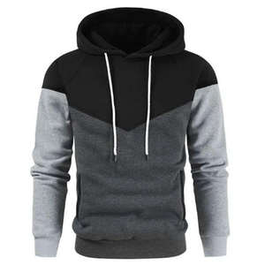 Sudadera con Capucha Colorblock para Hombre, Azul Marino y Blanco, Estilo Casual, Suave, Cálida, de Manga Larga, con Cordón Ajustable - Product Image 3