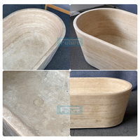 Baignoire autoportante en travertin beige style Wabi-sabi avec bain à remous, utilisation intérieure portable, application sur table, découpe sur mesure