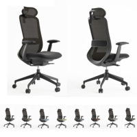 Fauteuil de direction moderne de luxe à dossier haut, base en nylon noir, meilleur fauteuil pivotant ergonomique en maille pour bureau avec appui-tête