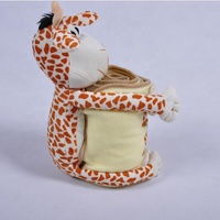 Jouet en peluche avec couverture pour bébé, ensemble d'animaux en peluche, jouet molletonné pour bébé, girafe avec canard en peluche, couverture