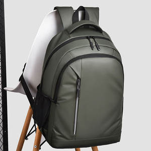 Custom Izable Black Laptop <b>Backpack</b> Usb Feature Waterproof Anti-theft <b>Leather</b> Like Business Style <b>Men</b> Tra - Product Image 1