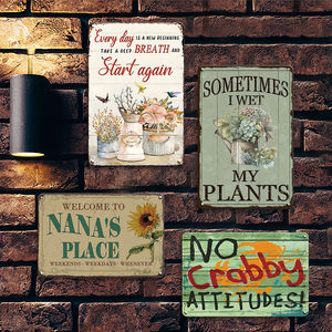 Ensemble de panneaux métalliques inspirants et de bienvenue à la maison, chaque jour est <span class=keywords><strong>un</strong></span> <span class=keywords><strong>nouveau</strong></span> départ, décoration murale Nana Place - Product Image 2