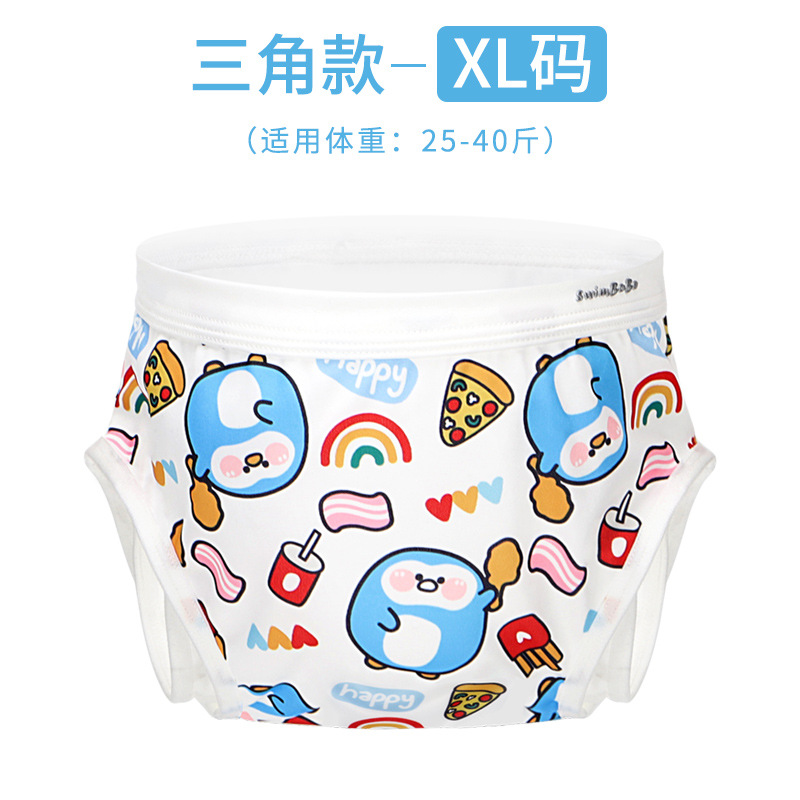 Maillot de bain triangle pingouin bleu, taille XL (25-40 lbs)