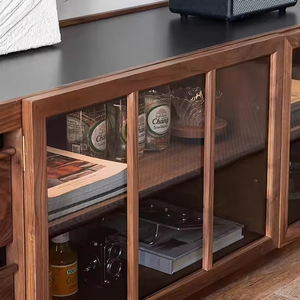 Mueble <span class=keywords><strong>de</strong></span> TV Moderno <span class=keywords><strong>de</strong></span> Nogal con Puertas <span class=keywords><strong>de</strong></span> Vidrio <span class=keywords><strong>y</strong></span> Cajón, Diseño <span class=keywords><strong>de</strong></span> Mediados <span class=keywords><strong>de</strong></span> Siglo para Sala <span class=keywords><strong>de</strong></span> Estar <span class=keywords><strong>y</strong></span> Dormitorio, Centro <span class=keywords><strong>de</strong></span> Entretenimiento - Product Image 6