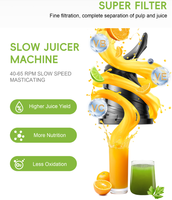 Extracteur de jus commercial électrique portable à pression à froid pour smoothies frais, fruits, agrumes et oranges, mini-mixeur